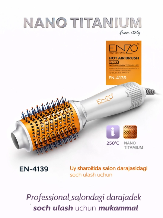 ENZO Nano Titanium EN-4139 fen-cho‘tka, 1500W, issiq havo brush