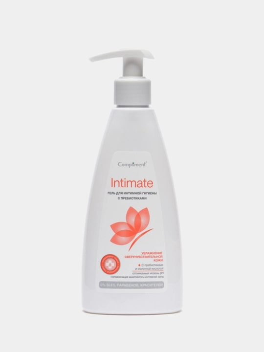 Compliment Intimate ayollar uchun intim gigiyena geli, sut kislotasi bilan, krem-sovun, moy