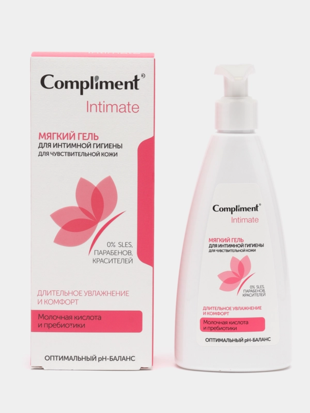 Compliment Intimate ayollar uchun intim gigiyena geli, sut kislotasi bilan, krem-sovun, moy