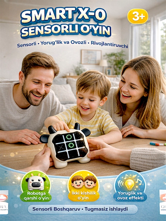 Bolalar uchun jirafa mini-konsolini rivojlantiruvchi Tic-Tac-Toe krest-nolik elektron o‘yini