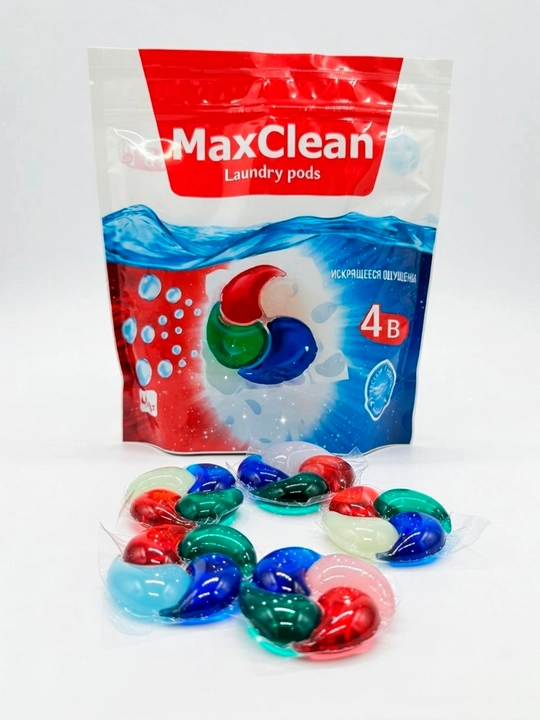 MaxClean Laundry Pods 4 в 1 – капсулы для стирки, 40 шт × 25 г