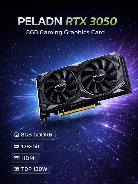 Kompyuter uchun videokarta PELADN RTX 3050 8GB GDDR6, 128 bit - 