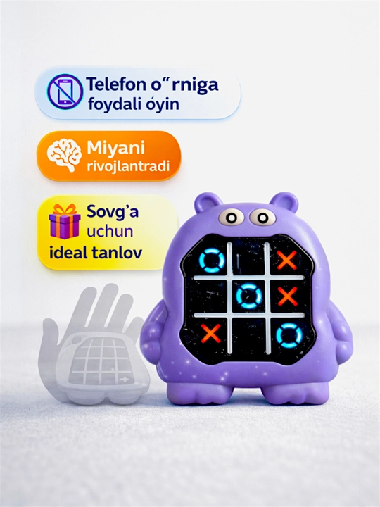 Bolalar uchun jirafa mini-konsolini rivojlantiruvchi Tic-Tac-Toe krest-nolik elektron o‘yini