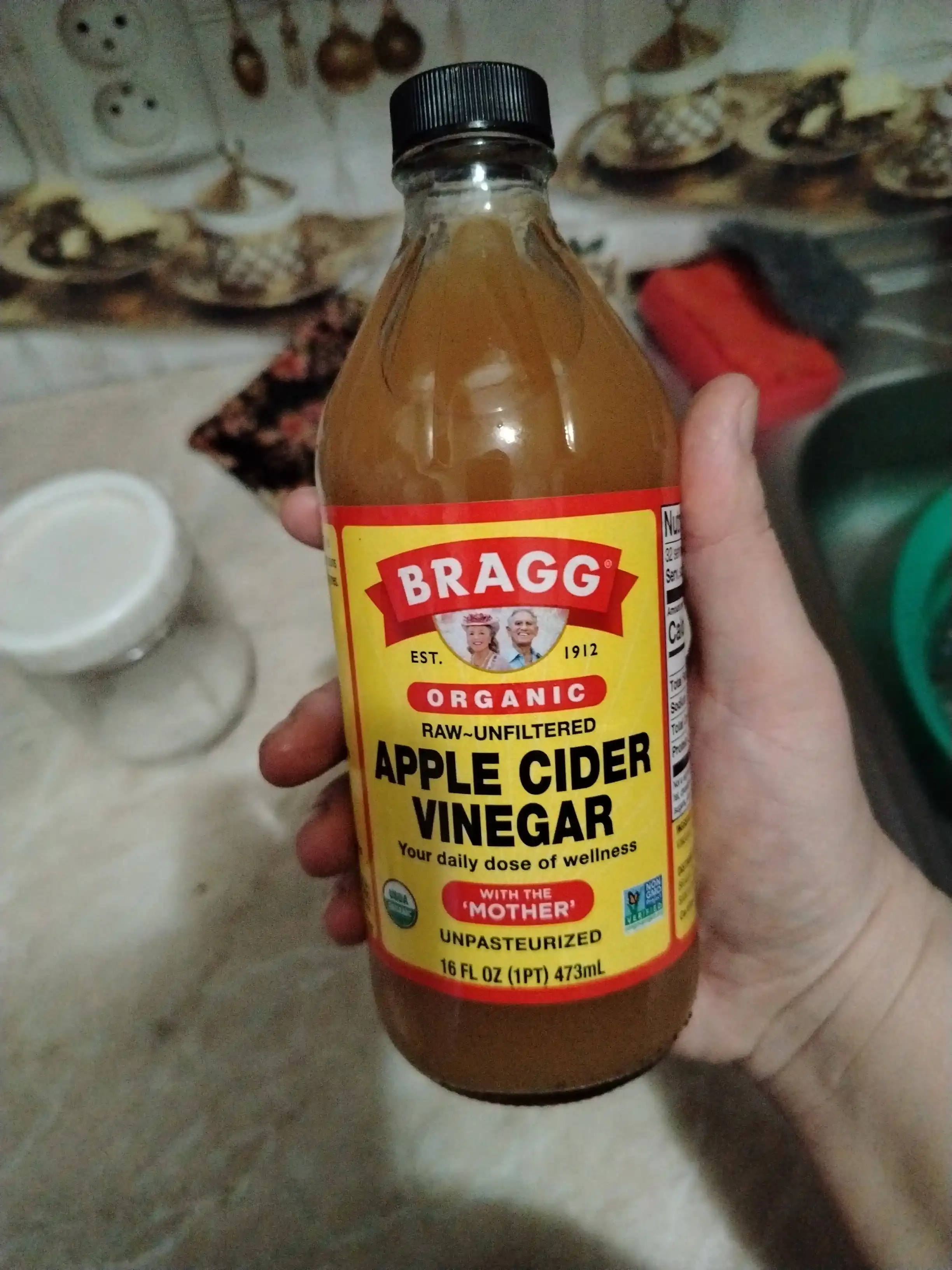 Organik olma sirkasi Bragg Apple Cider Vinegar “ona” bilan, filtrlanmagan, 473 ml