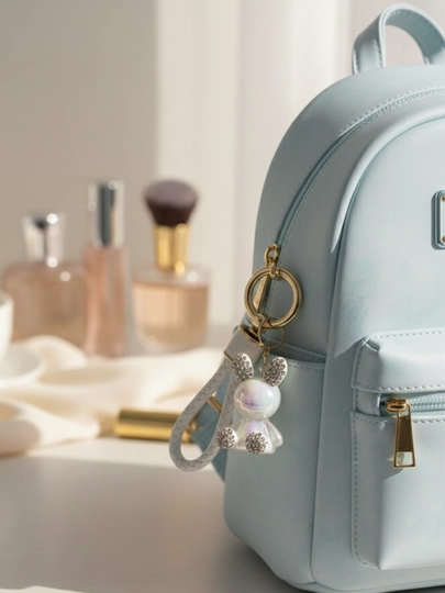 Брелок в стиле Pinterest с мишкой и зайчиком Для сумки и ключей — BRELOOK-PINTEREST-БЕЛЫЙ