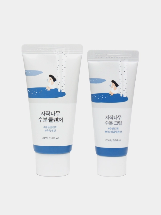 ROUND LAB yuz miniatyuralari sayohat to'plami, Pine Calming Cica Trial Kit, 4 dona - 