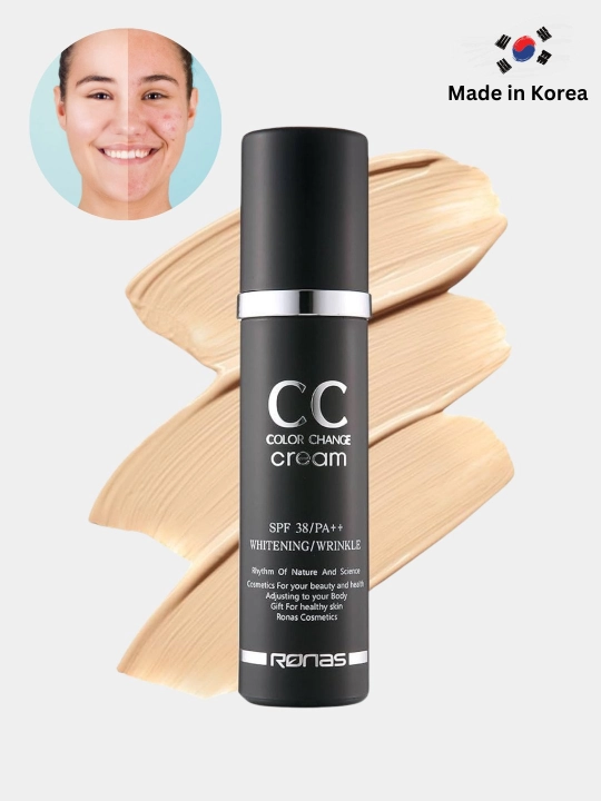 Teri rangiga moslashuvchi SS-krem, Ronas CC cream color change SPF 34, PA, 50 ml
