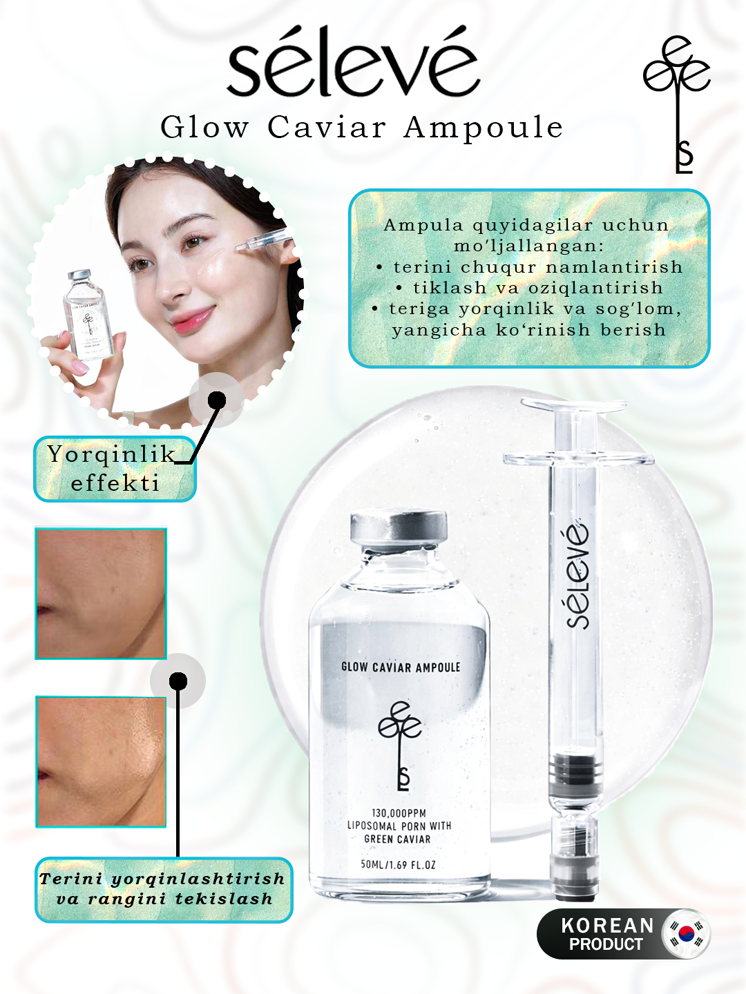 Glow Caviar Ampoule Seleve PDRN - namlovchi ampula - 