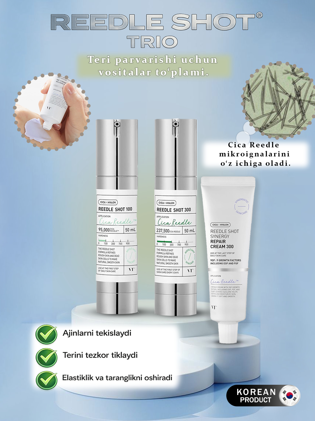 VT Cosmetics Reedle Shot – teri parvarishi uchun Cica Reedle mikroignali vositalar to‘plami - 
