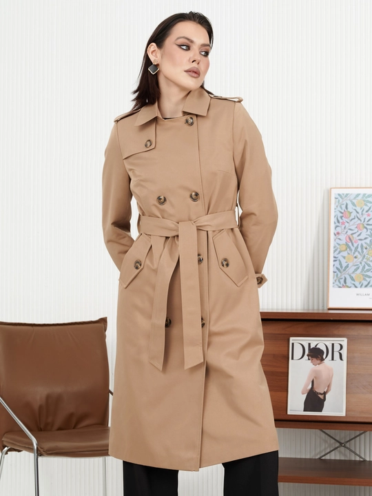 Ayollar trench plash uzun, demisezon, kamarli - 