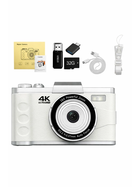 4K Ultra HD фотоаппарат фотокамера 64MP, экран 3", зум 16x, двусторонний,со вспышкой, 32GB