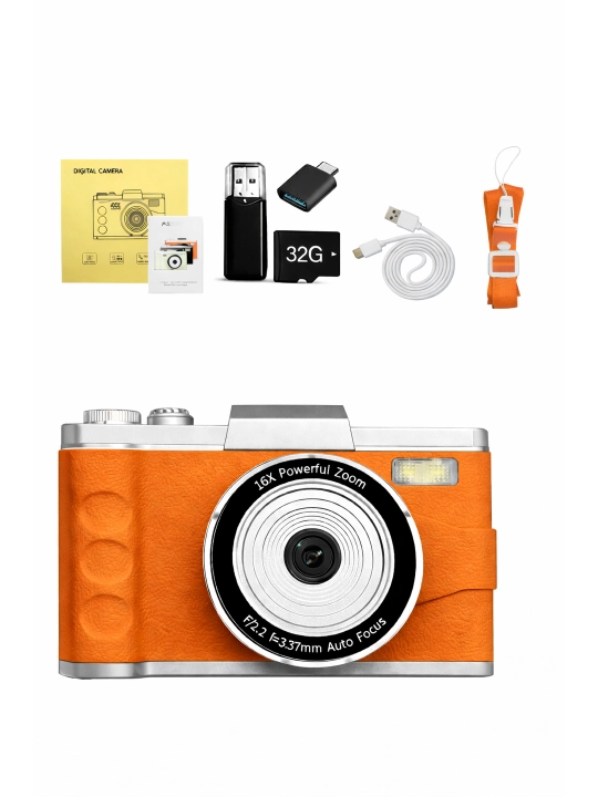 4K Ultra HD фотоаппарат фотокамера 64MP, экран 3", зум 16x, двусторонний,со вспышкой, 32GB