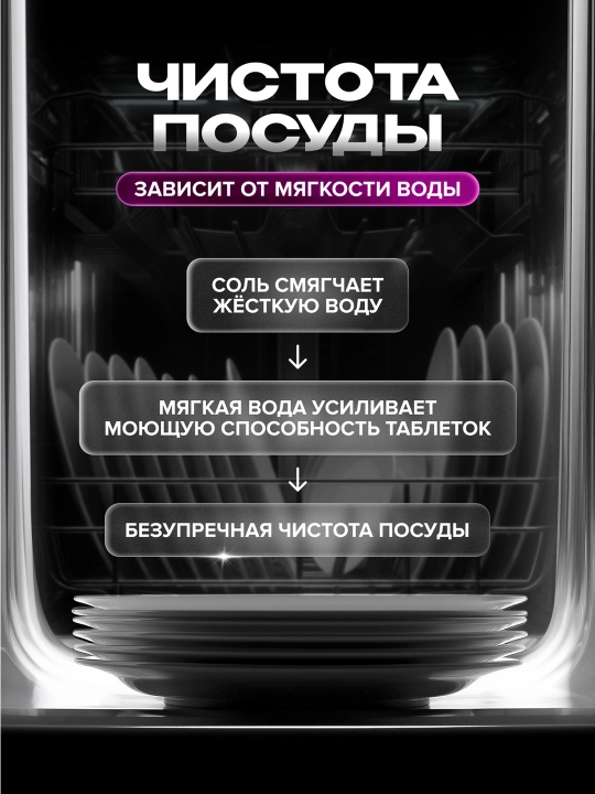 Соль для посудомоечных машин SYNERGETIC высокой степени очистки, 1500 г