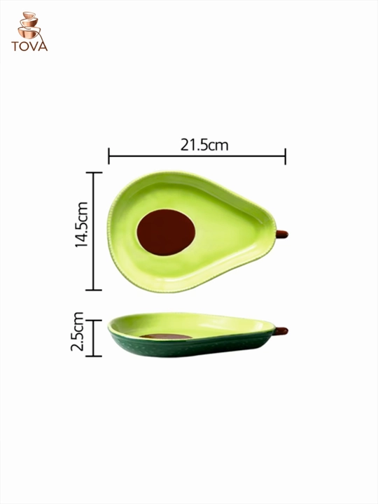 "Avokado" shaklidagi o'rtacha keramik likopcha, 21.5 sm