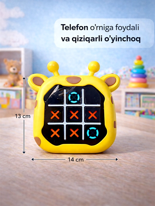 Bolalar uchun jirafa mini-konsolini rivojlantiruvchi Tic-Tac-Toe krest-nolik elektron o‘yini