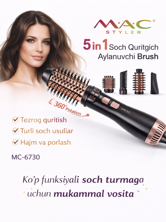 MAC 6730 5in1 soch quritgich va aylanuvchi fen-taroq