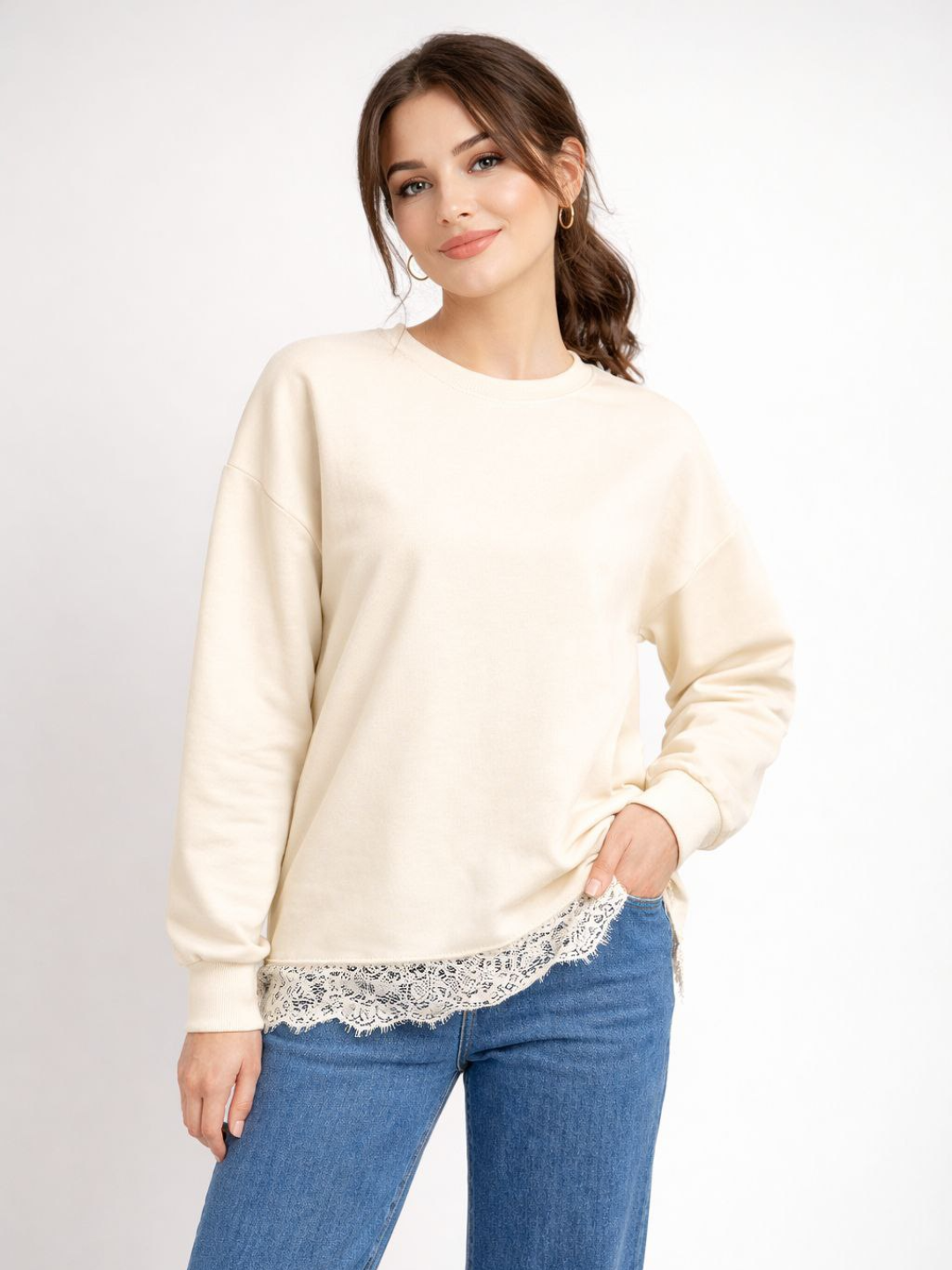 Ayollar uchun AishazaR svitshot, bazaviy, gipyur bahorgi bluzka, o‘lchami 42-52 M-XL