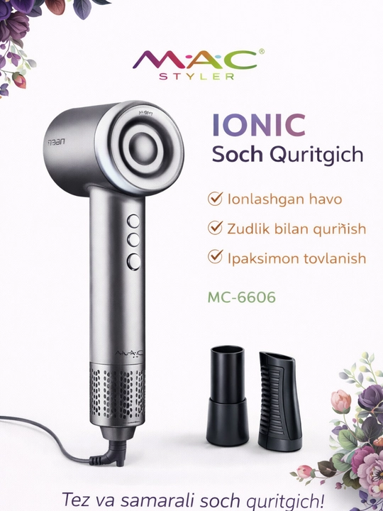 MAC Styler 6606 — sochlarni tartibli va tez quritish uchun zamonaviy fen - 