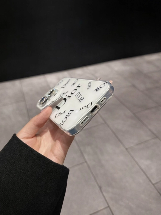 Чехол Dior для iPhone, Чехол с логотипом Dior, Белый чехол Dior, Силиконовый чехол Dior