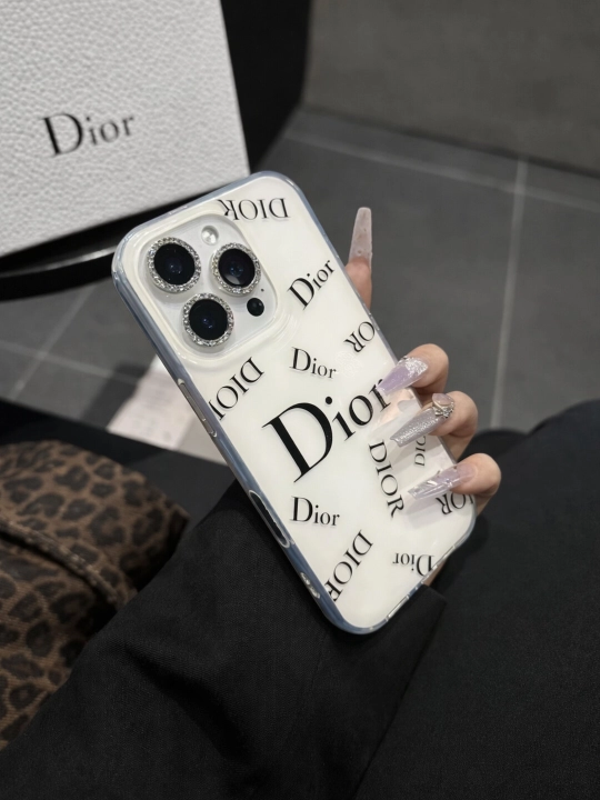 Чехол Dior для iPhone, Чехол с логотипом Dior, Белый чехол Dior, Силиконовый чехол Dior
