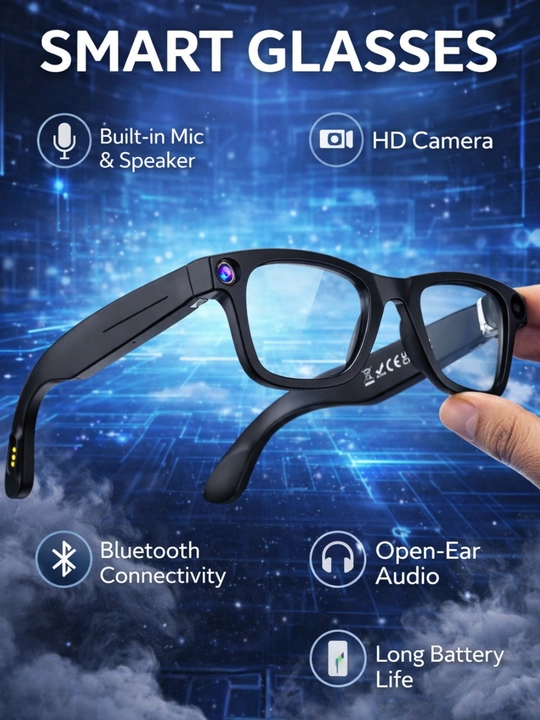 Smart Glasses – Kamera, Bluetooth, Mikrofon va Ovozli Aqlli Ko‘zoynak - 