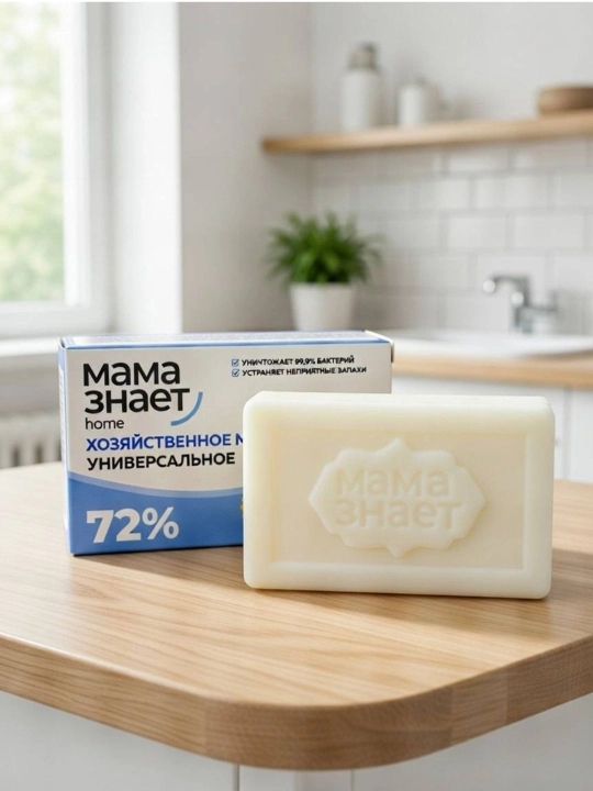 Мама знает хозяйственное мыло 72% универсальное 150 г - 