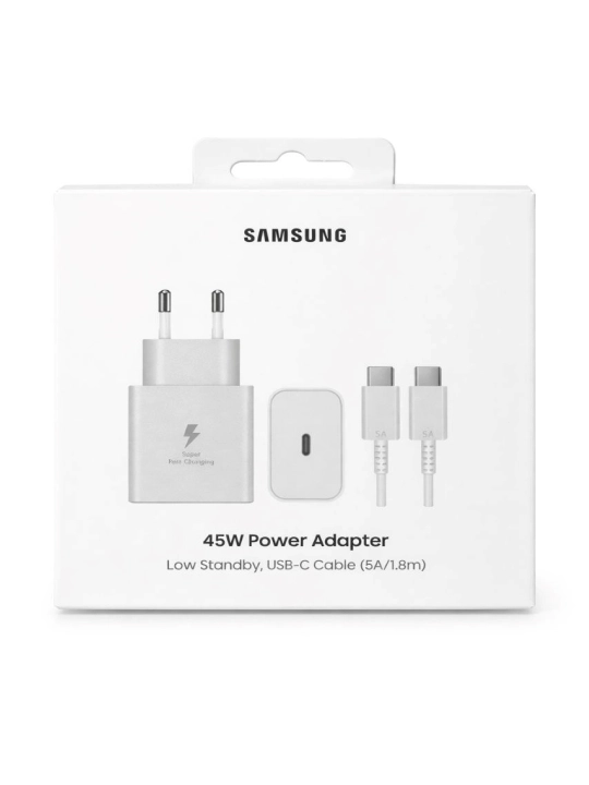 Samsung 45W Type-C zaryadchik, adapter (kabel bilan) Fast Charging 2.0 - Tezkor zaryadlash