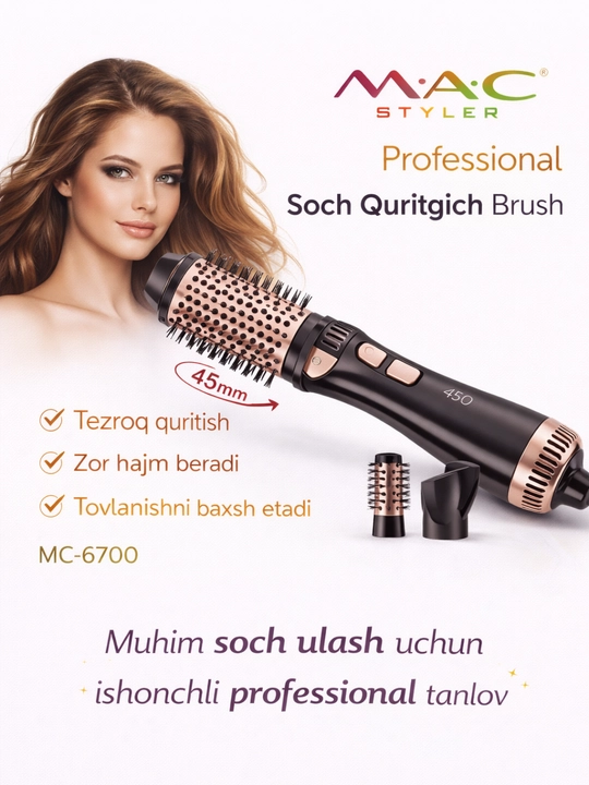 MAC Styler Professional fen-cho‘tka, soch quritish va shakllantirish uchun - 