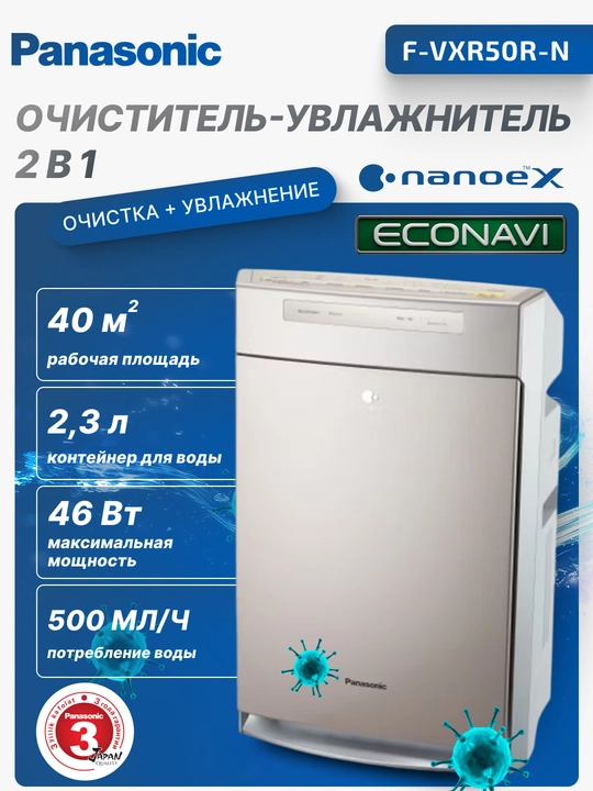 Iqlim majmuasi, 1 Panasonic F-VXR50R-W 2 ta havo tozalagichi va namlagichi, 40 M2