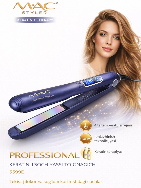 MAC Styler MC-5599E soch tekislagich, keramik plastina, LED displey - 