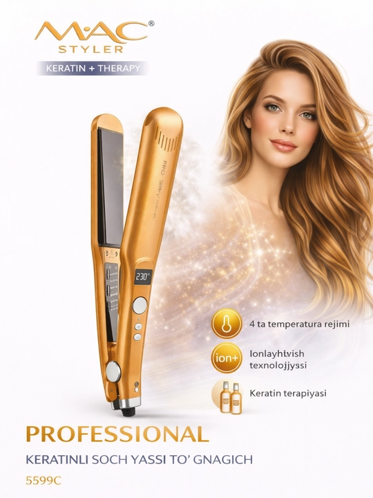 MAC Styler MC-5599C professional soch tekislagich, keratin terapiyali - 