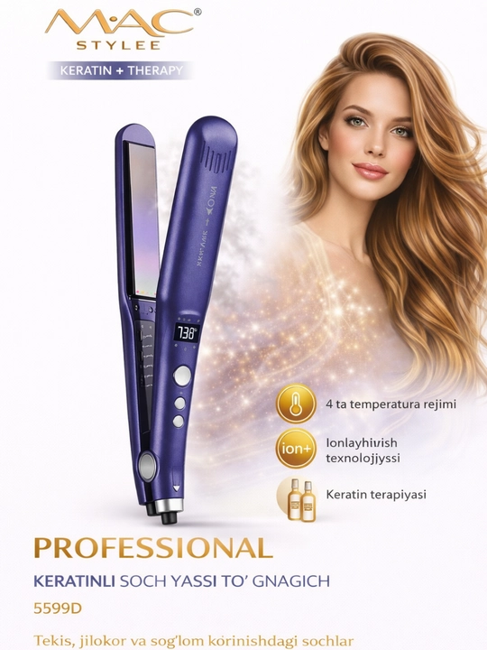 MAC Styler MC-5599D soch tekislagich, keramik plastina, LED displey - 