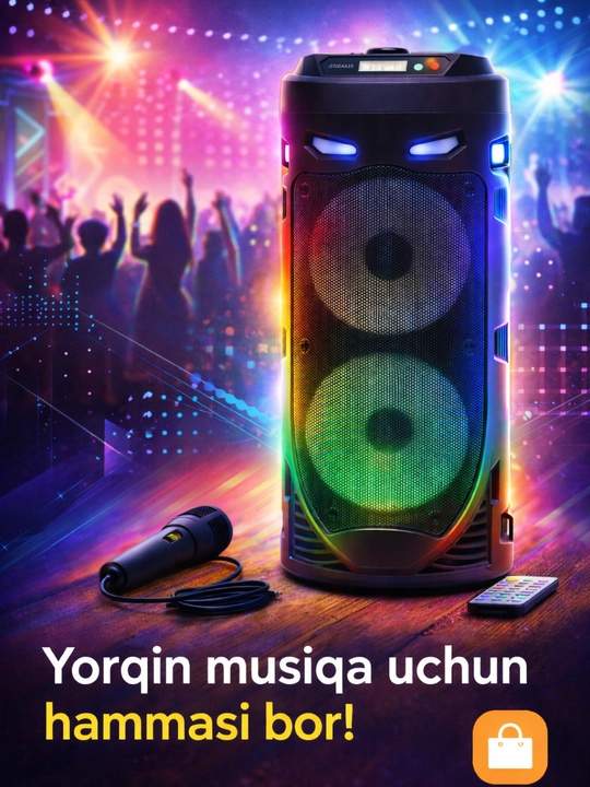 Bluetooth колонка для караоке с RGB подсветкой и микрофоном