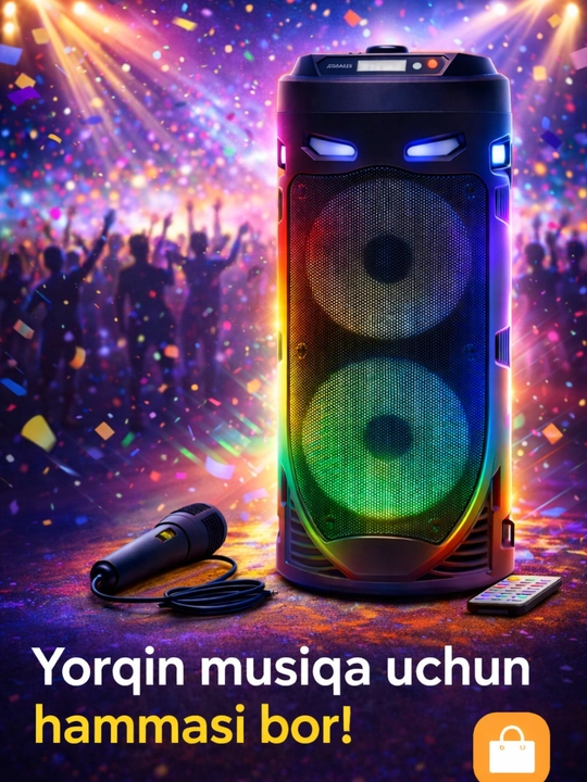 Bluetooth колонка для караоке с RGB подсветкой и микрофоном
