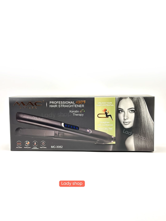 MAC Styler soch to‘g‘rilagichi, 450°C, titan plastinkali, LED displeyli, professional