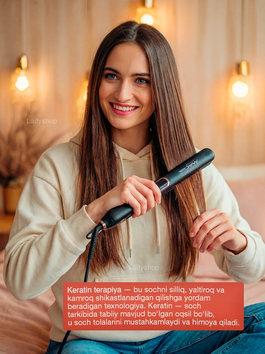 MAC Styler soch to‘g‘rilagichi, 450°C, titan plastinkali, LED displeyli, professional