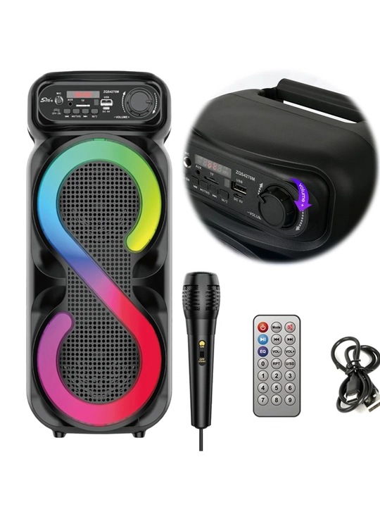 Bluetooth колонка для караоке с RGB подсветкой и микрофоном