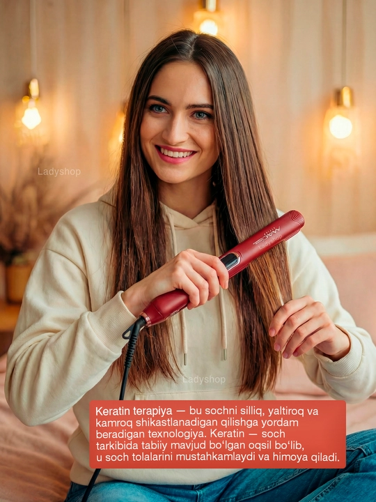 MAC Styler soch to‘g‘rilagichi, 450°C, titan plastinkali, LED displeyli, professional