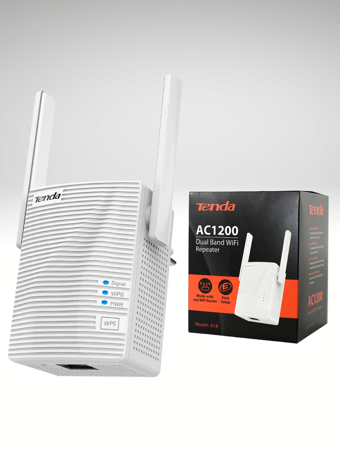 Wi-Fi signal kuchaytirgich Tenda A18, AC1200, Dual-Band, Repeater, 2 ta antenna - 