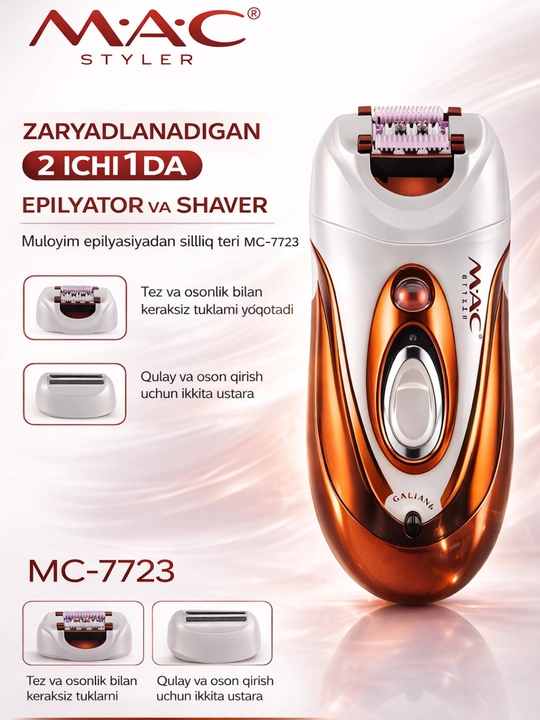 MAC Styler MC-7723 2 tasi 1 da epilyator, zaryadlanadigan - 
