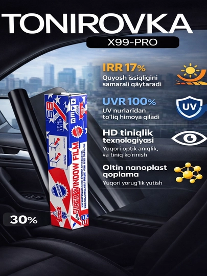 Тонировочная пленка x99pro для автомобилей на 2 двери — AVTSTAR-X99PRO-УГОЛЬН