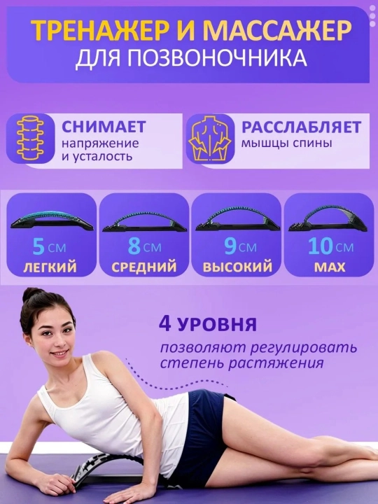 Orqa va umurtqa pog'onasini cho'zish uchun sport ko'prigi, 4 ta egilish darajasi, 110 kg gacha yuklama