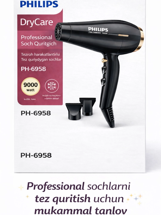 Philips PH-6958 DryCare Professional soch quritgich, qora - 