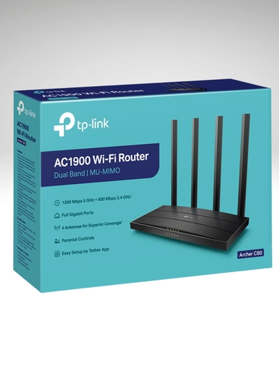 Гигабитный роутер TP-Link Archer C80 AC1900, MU-MIMO, Dual-Band, Wi-Fi 5