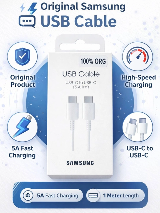 Зарядный кабель Samsung 5 А, 1 м, Type-C, 25-45 Вт (EP-DN975)