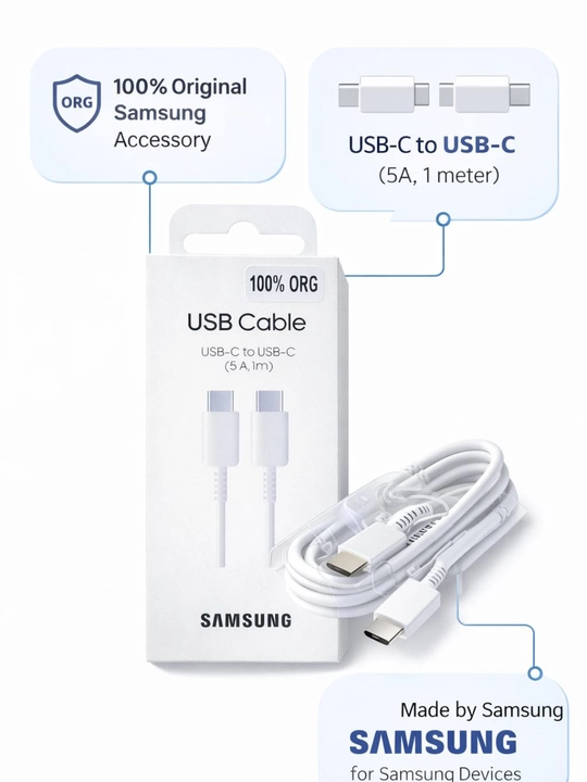 Зарядный кабель Samsung 5 А, 1 м, Type-C, 25-45 Вт (EP-DN975)