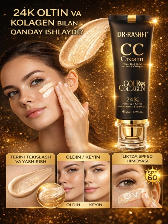 Dr. Rashel SPF 90 quyoshdan himoya kremi, qarishga qarshi, namlantiruvchi va oqartiruvchi