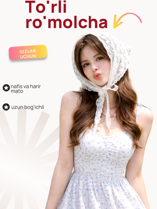 Qizlar uchun harir ro'molcha - 