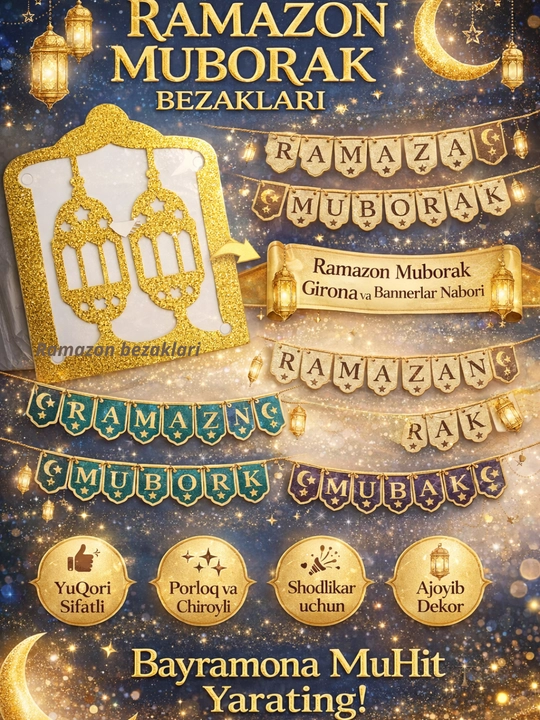 Ramazon Muborak, Ramadan Kareem, Hayit muborak bayram marjon bezaklari dekor EID