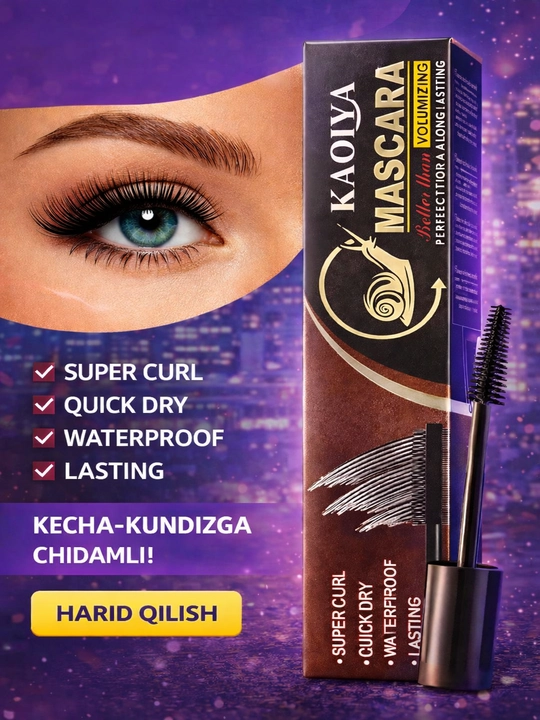 KAQIYA Kiprik uchun tushlar – kiprikni uzaytiruvchi va hajm beruvchi, qora, tush 10 ml - 